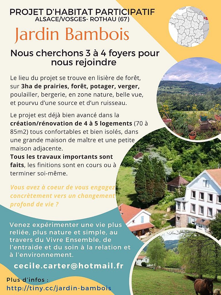 Rothau – Vallée de Schirmeck – Le projet « Jardin Bambois » recherche 3 à 4 foyers